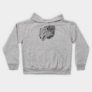 Head of wolf on grey color Kids Hoodie